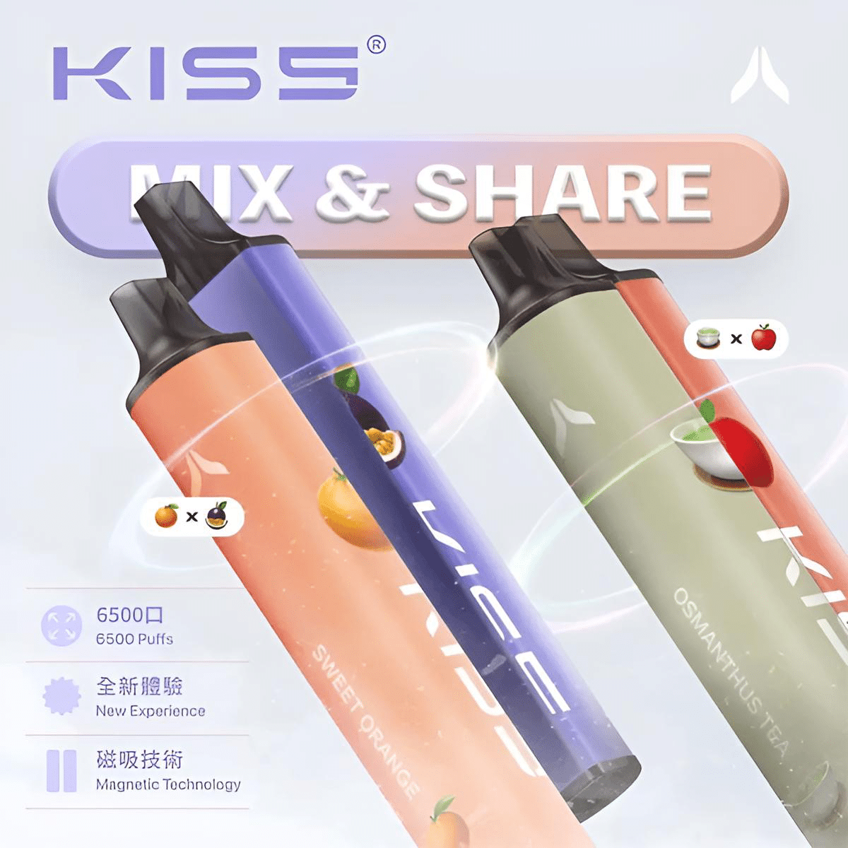 KIS 5 鎧斯5號6500口電子煙｜MIXSHARE雙味切換一次性設計